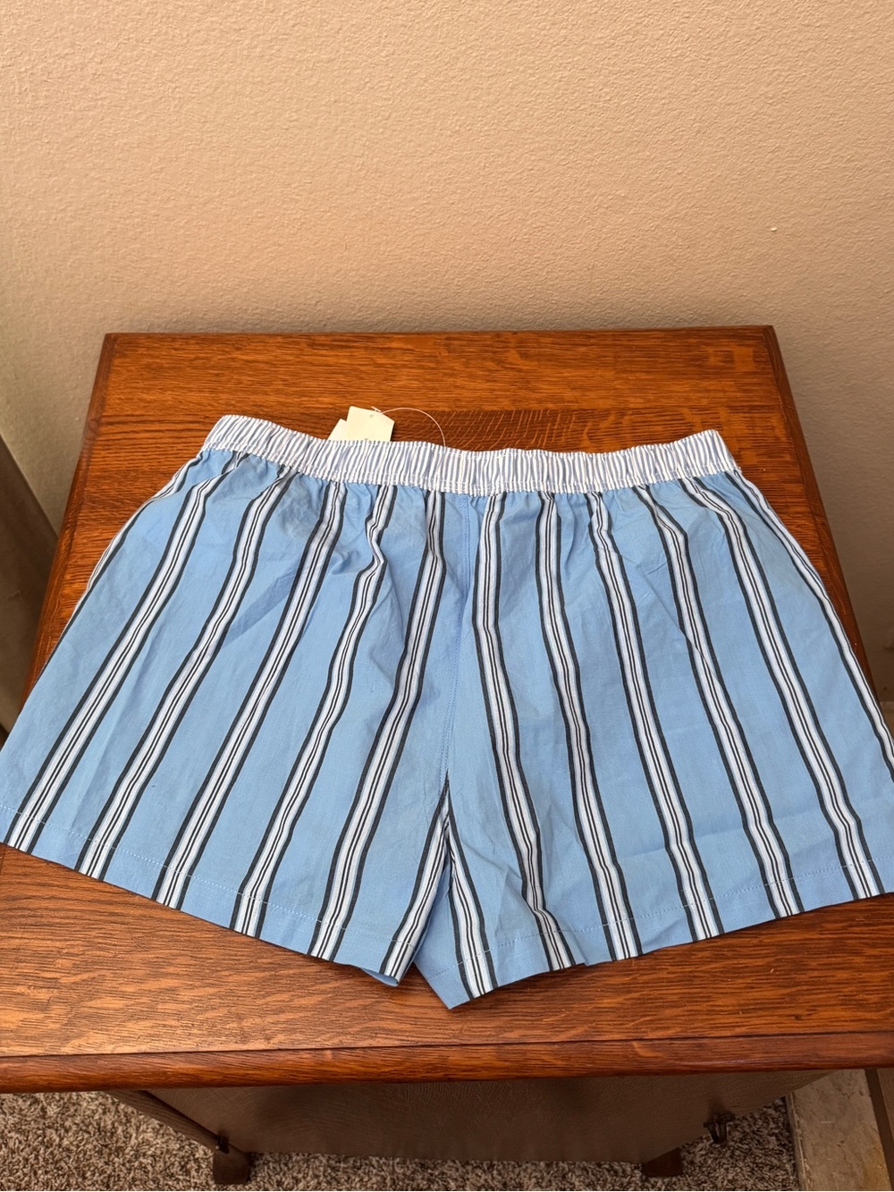 BDG Blue and White Vertical Stripe Boxer Shorts - Picture 4 of 6